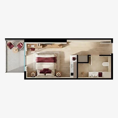 Pôdorys štúdia — 31 m²