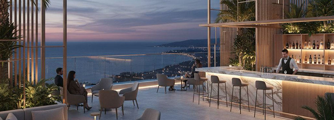 Sky Bar pri západe slnka s výhľadom na Čierne more