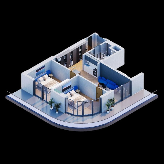 Pôdorys 2-izbového apartmánu